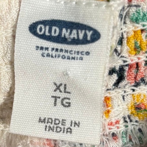 Old Navy Floral Stripe Midi Dress XL White Pink Off Shoulder Rayon Summer Boho - Picture 3 of 16